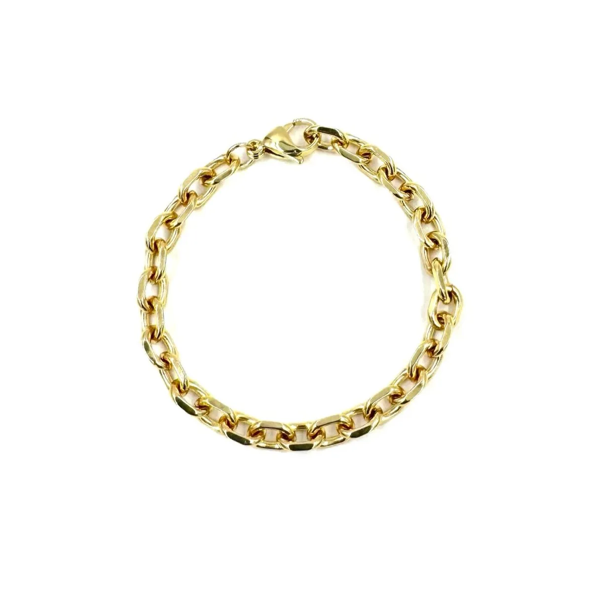 Ashley Gold Stainless Steel Gold Plated Flat Double Link Design Bracelet