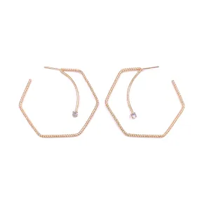 Ashley Gold Stainless Steel Gold Plated Open CZ Hoop Earrings