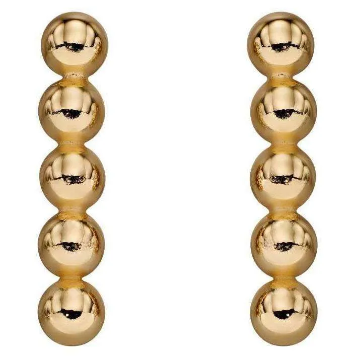 Beginnings Long Bead Stud Earrings - Yellow Gold