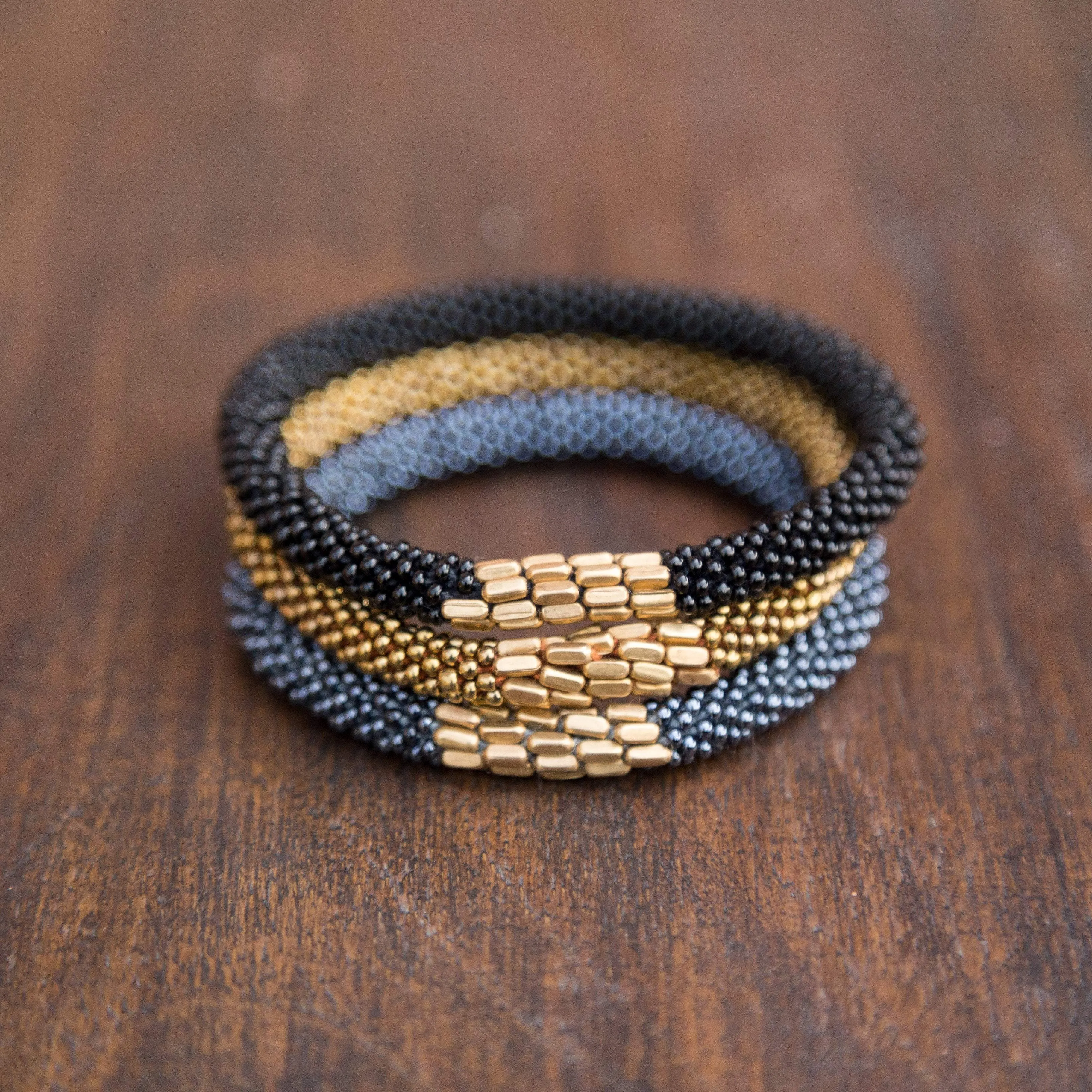 Black and Gold Roll-On Bracelet