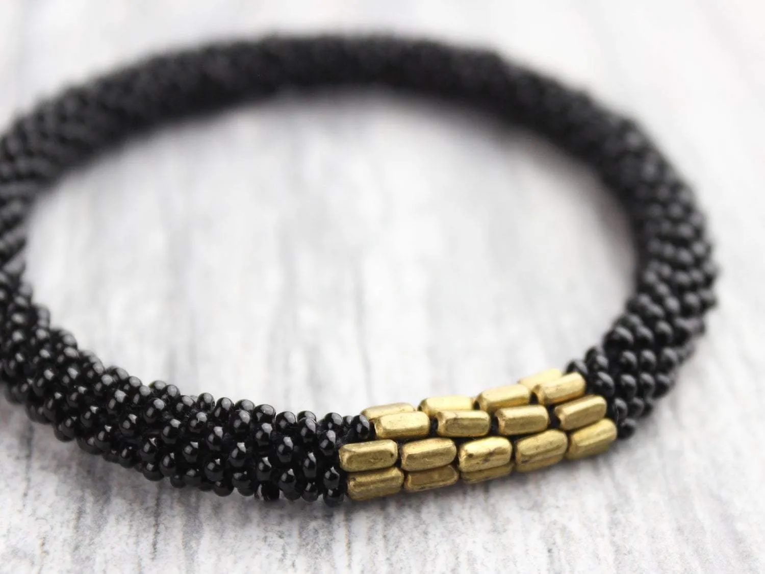 Black and Gold Roll-On Bracelet