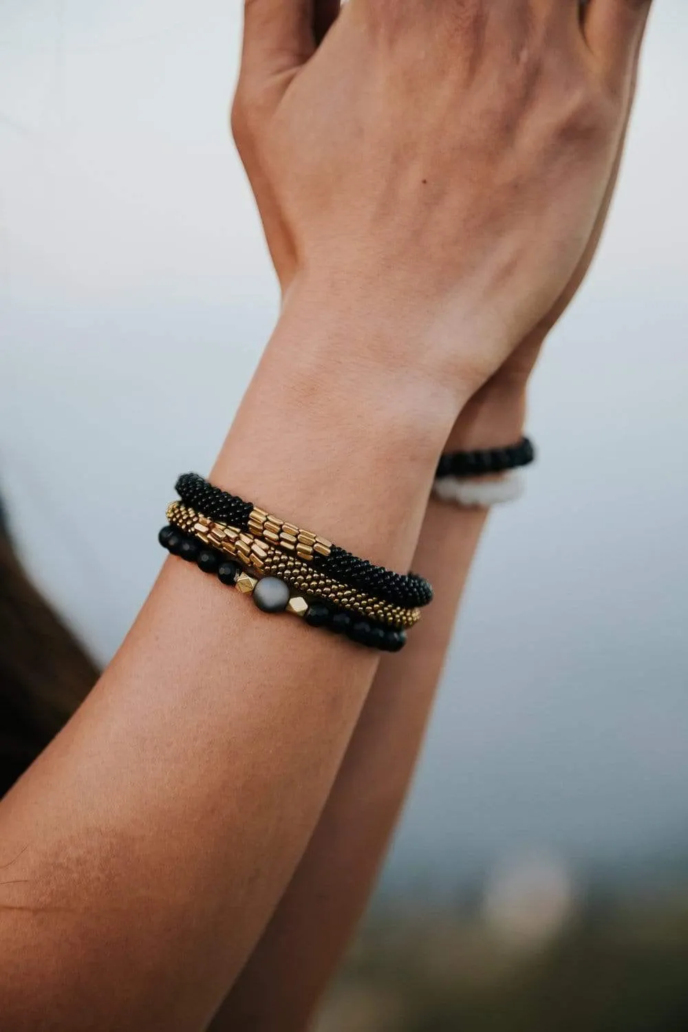 Black and Gold Roll-On Bracelet