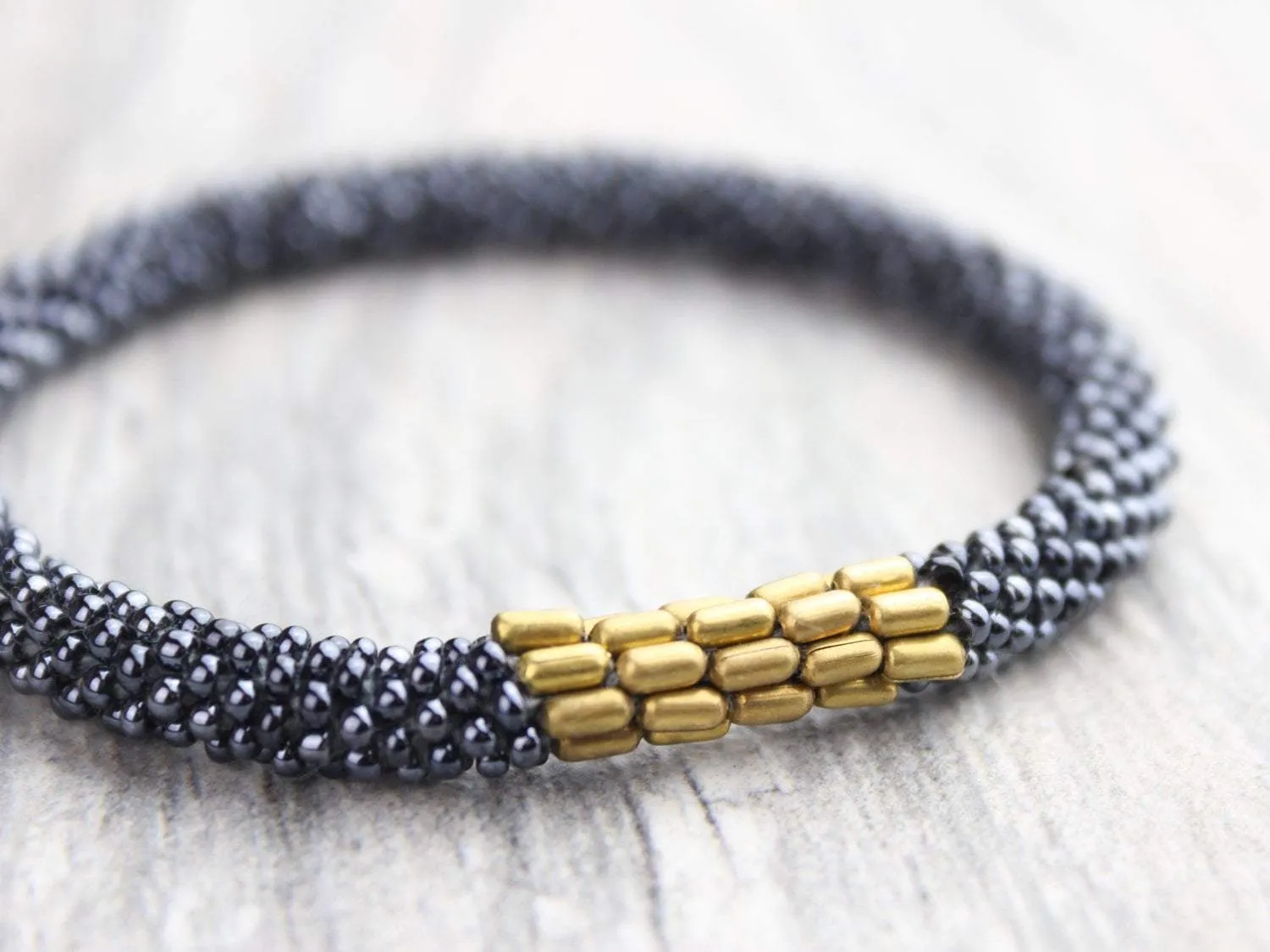 Blue and Gold Roll-On Bracelet