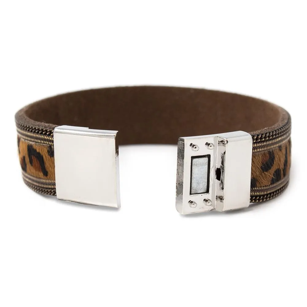 Brown Animal Print Leather Bracelet