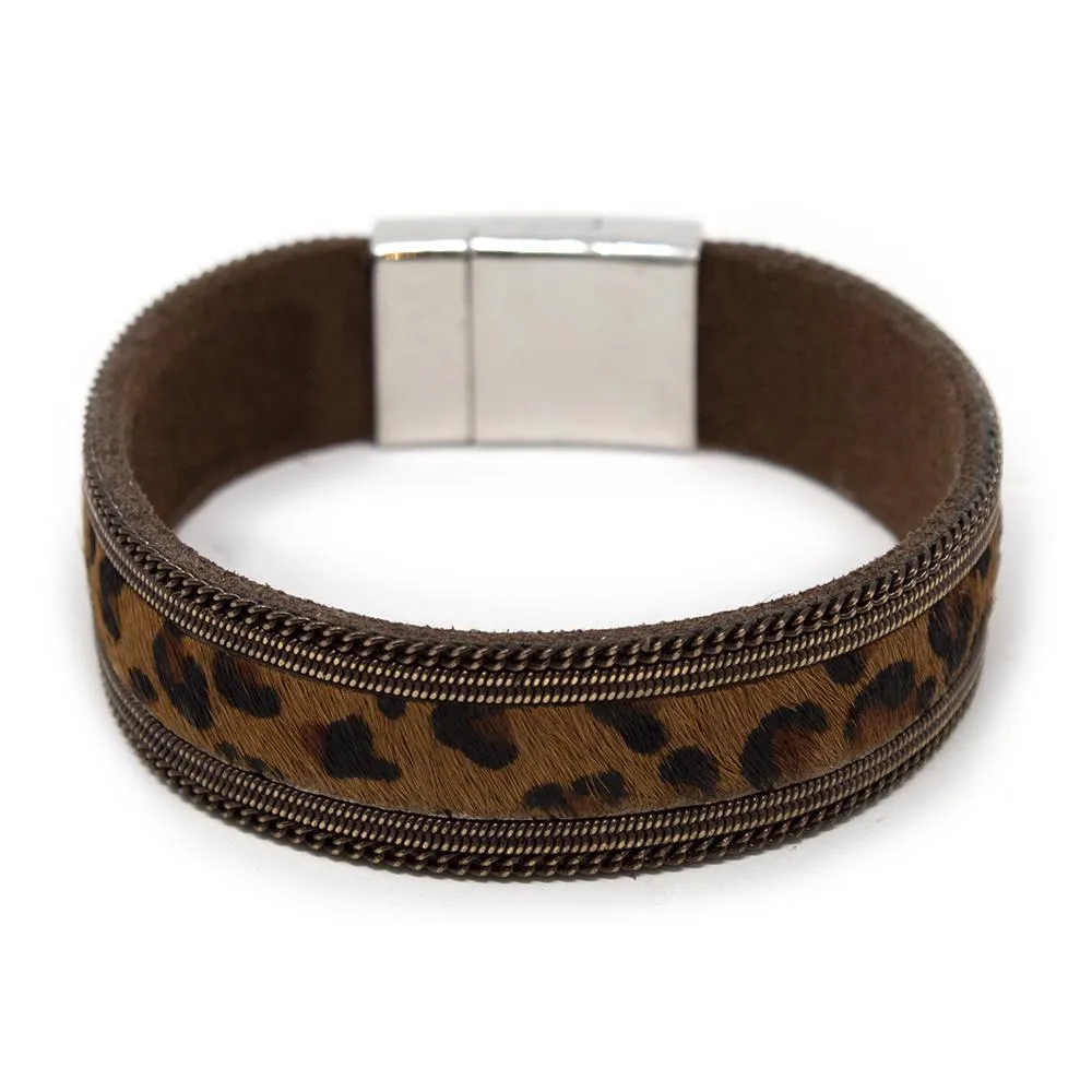 Brown Animal Print Leather Bracelet