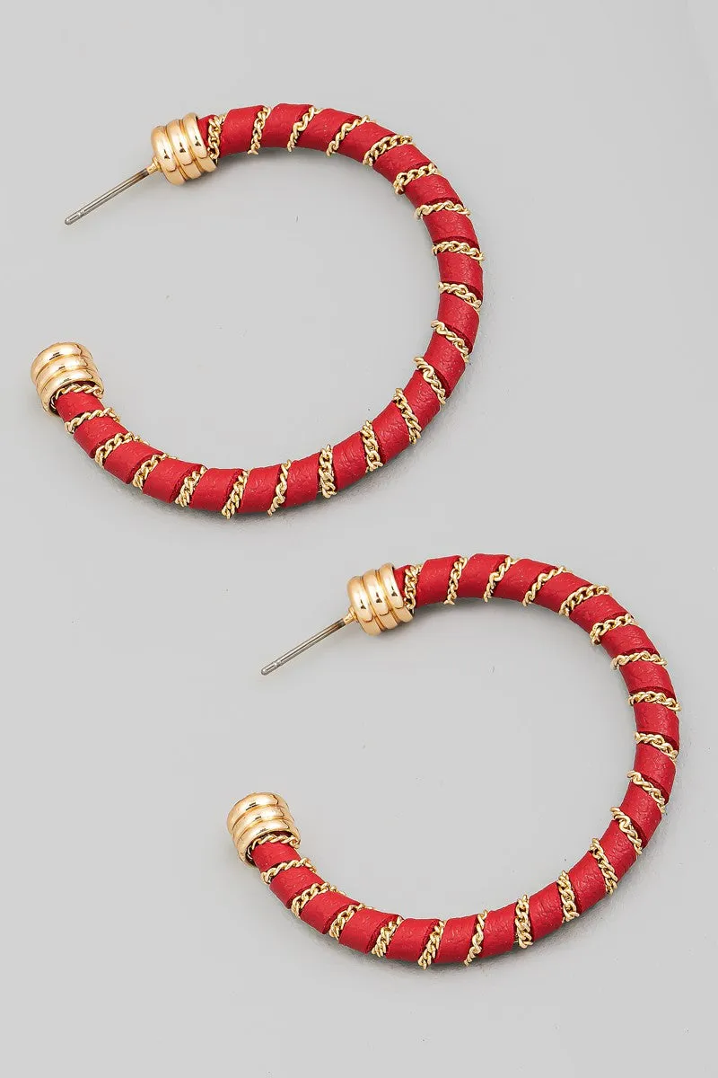 Chain Twist Tube Hoop Earrings