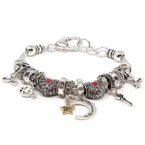 Charm Bracelet I Love you To The Moon and Back Two Tone