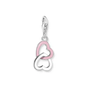 Charm pendant pink heart silver