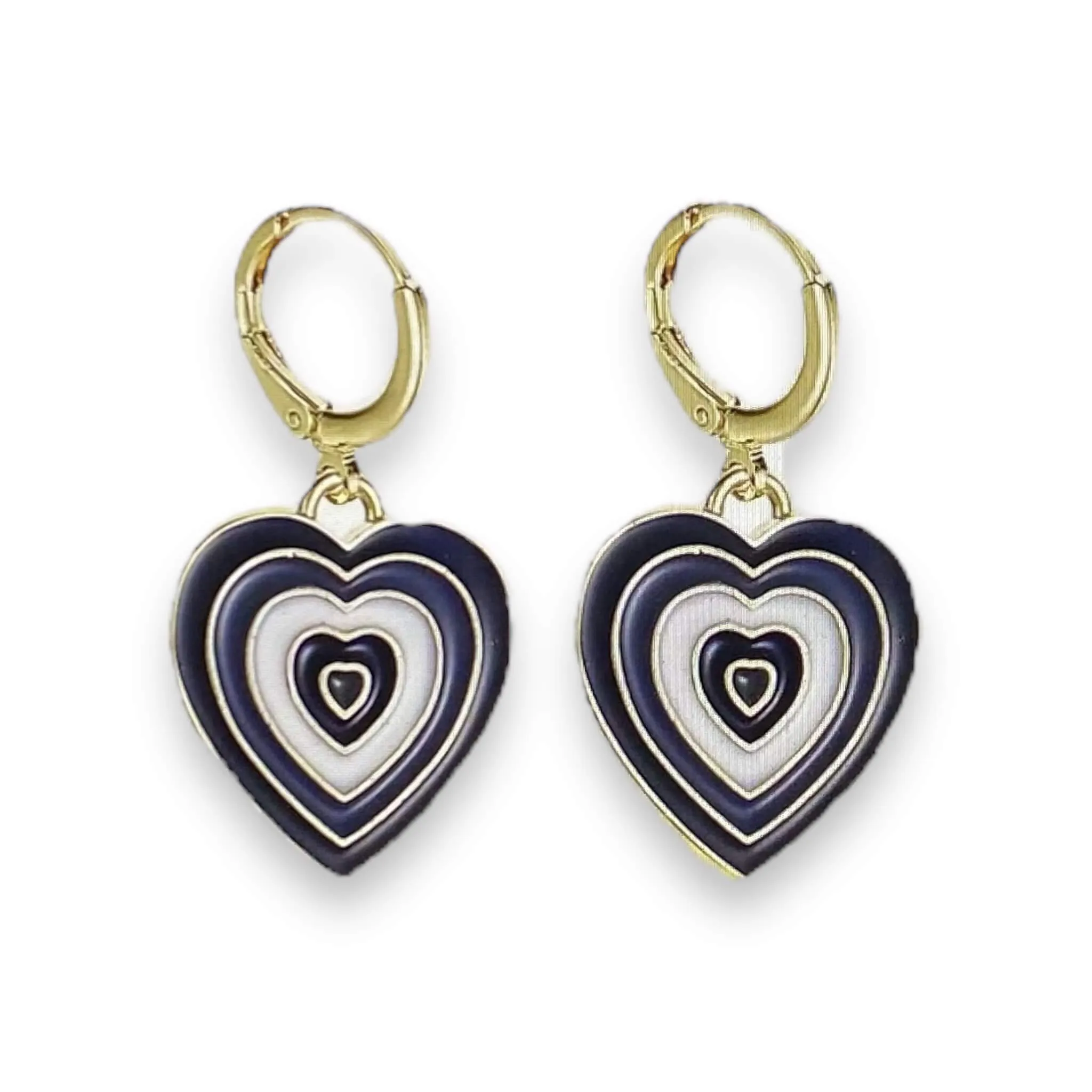 Charming Enamel Heart Hoop Earrings