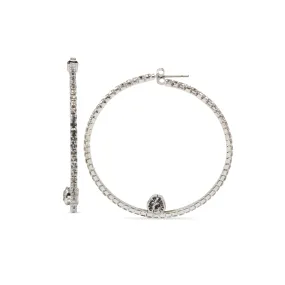 Clear Cubic Zirconia Hoop Earrings With A Round Crystal