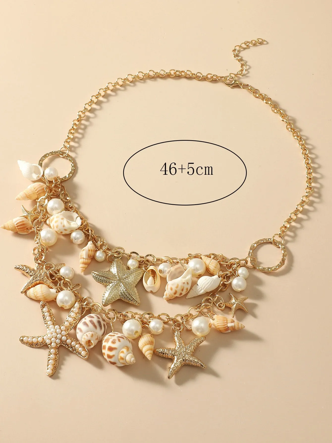 Conch & Starfish Charm Layered Necklace Jewelry for Women Gift for Her Necklace