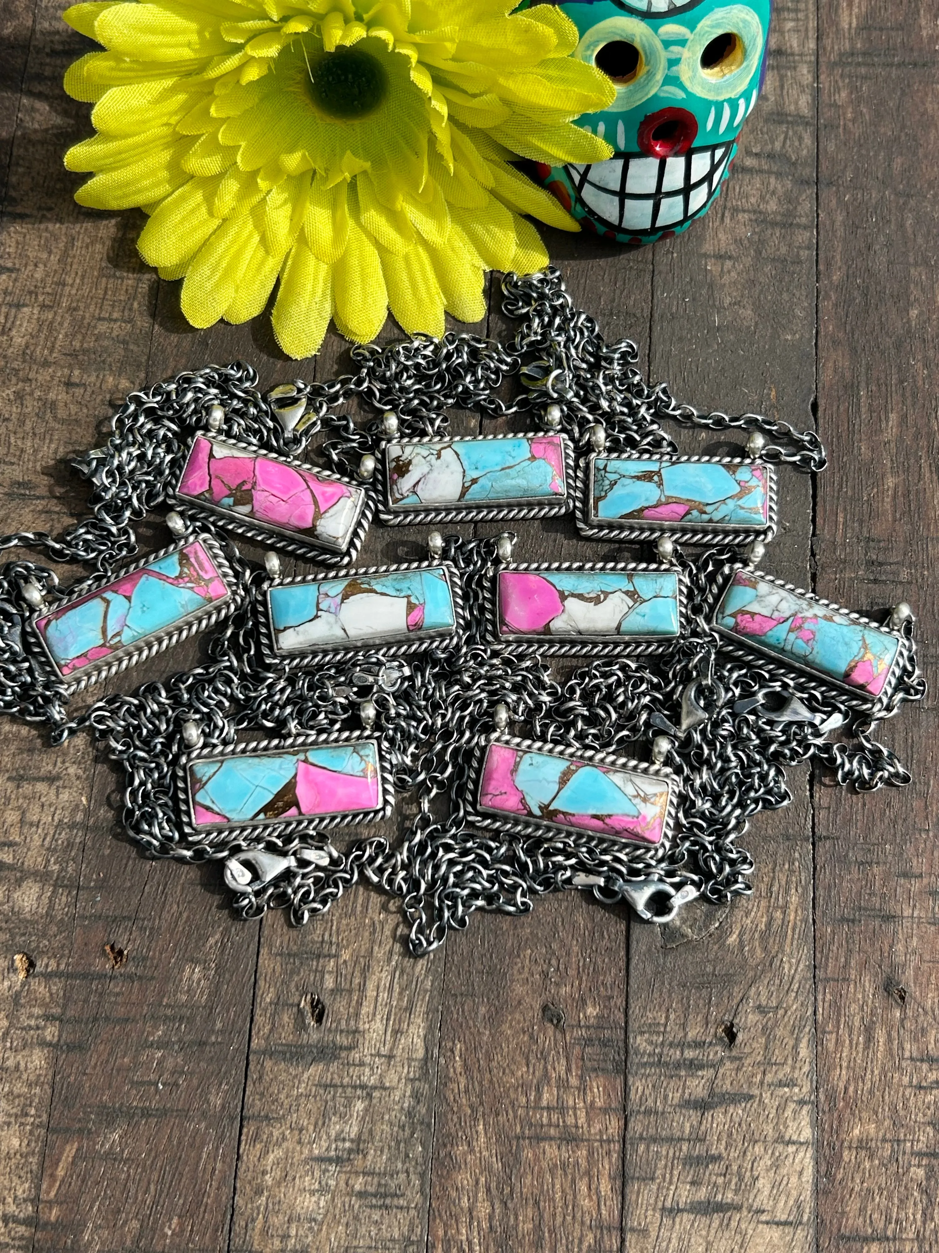 Cotton Candy Kingman Bar Necklaces 11-19