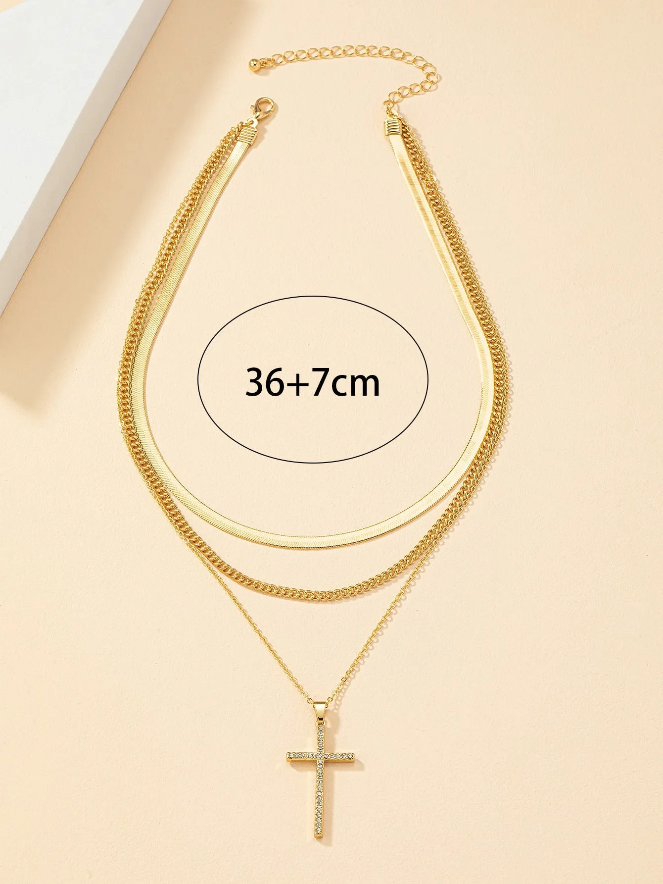 Cross Charm Layered Necklace for Women Girls Accessories Jewelry Gifts Gift for