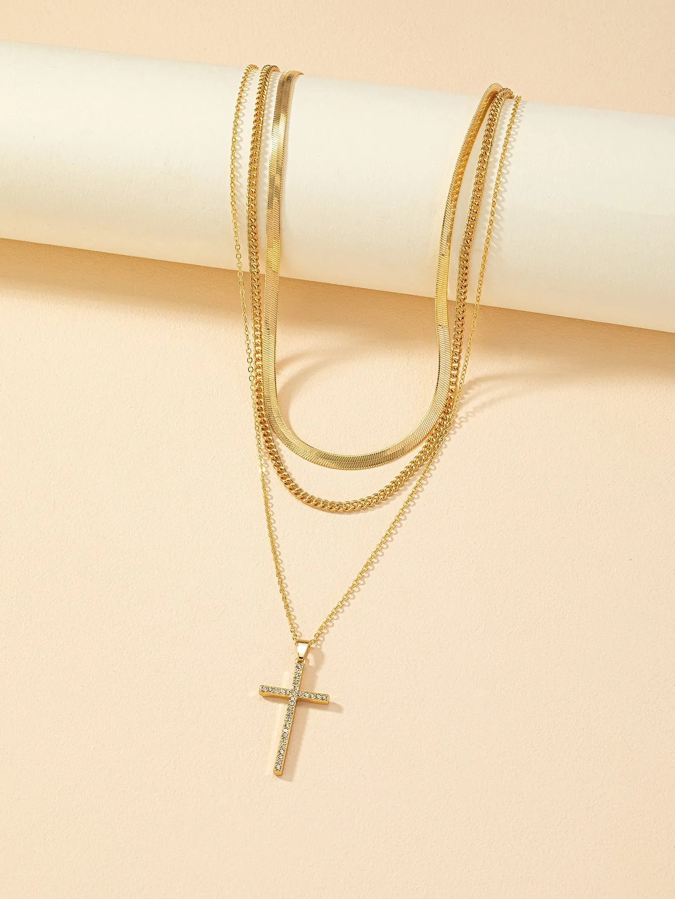 Cross Charm Layered Necklace for Women Girls Accessories Jewelry Gifts Gift for