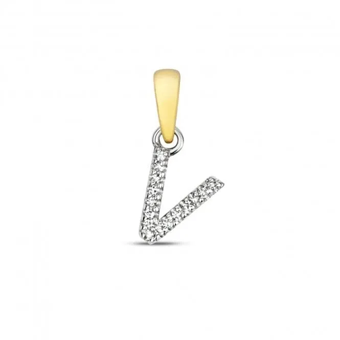 Diamond Jewellery 9ct Gold Diamond Initial V Pendant PD181/V