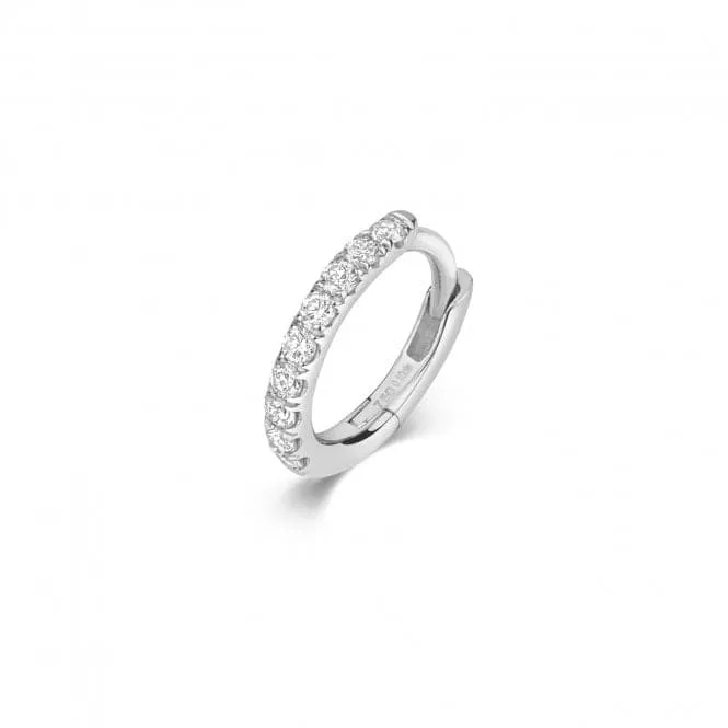 Diamond Jewellery White Gold Diamond Cartilage Hoop with Single Radiant Diamond EDQ901W