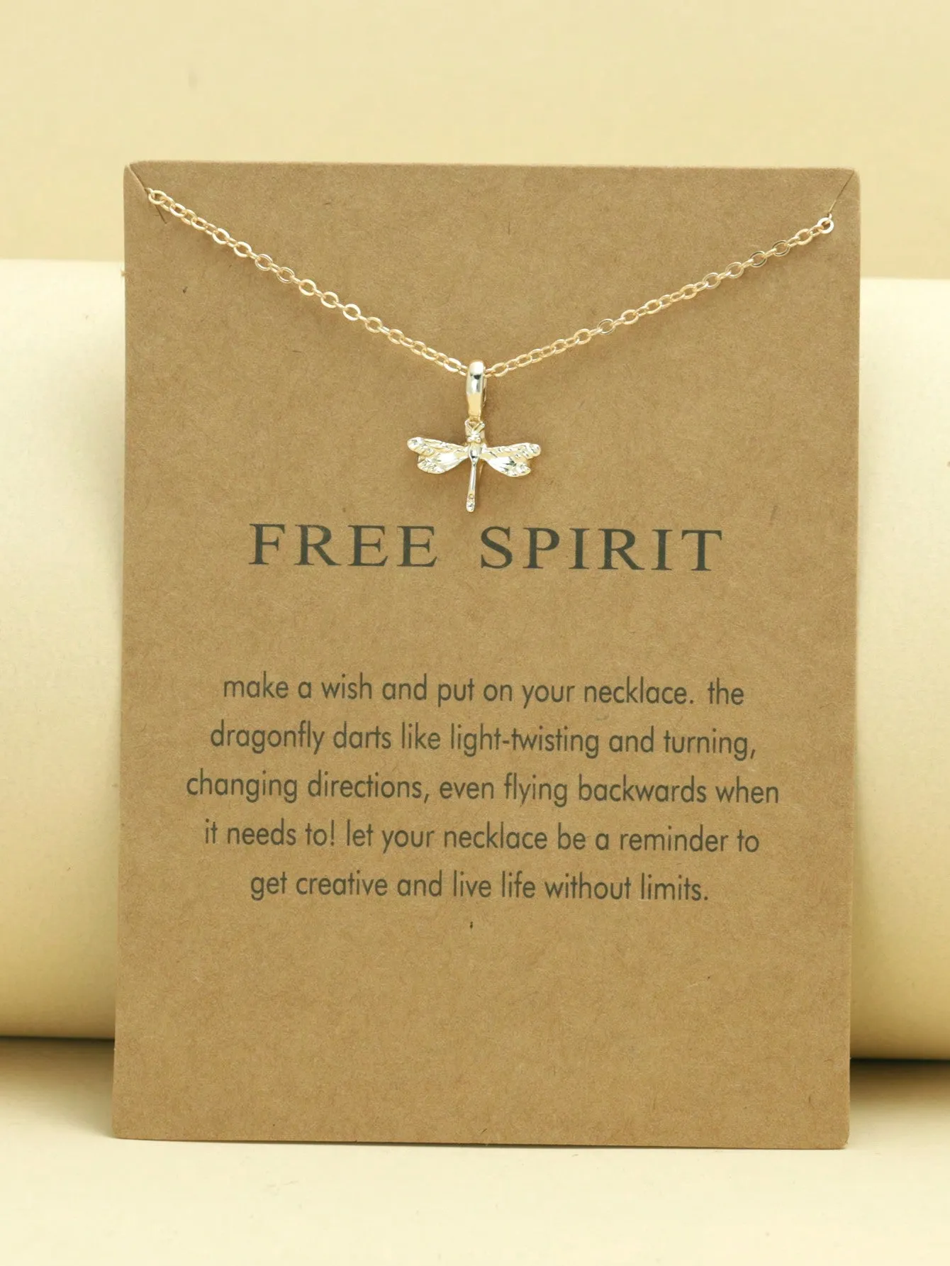 Dragonfly Animal Pendant Necklace With Blessing Card Creative Necklace for Women