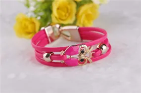 European and American Fashion Owl Beaded Leather Bracelet