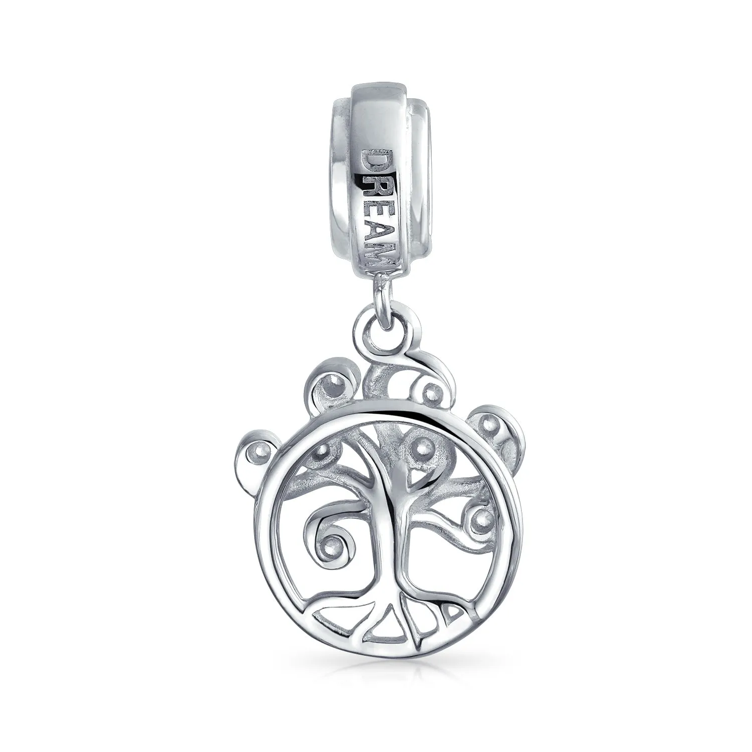 Family Circle Dreamer Wishing Tree Of Life CZ Bead Charm .925 Silver