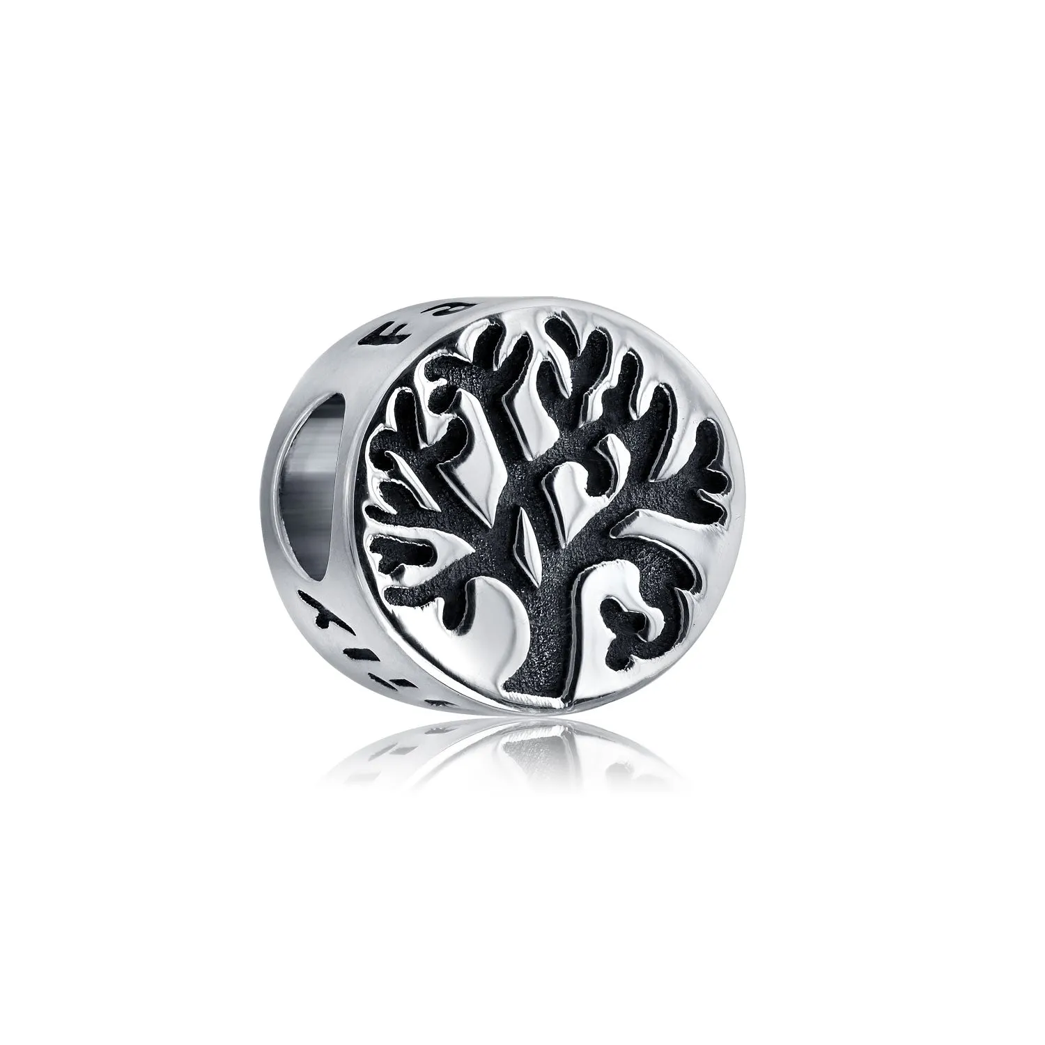 Family Circle Dreamer Wishing Tree Of Life CZ Bead Charm .925 Silver