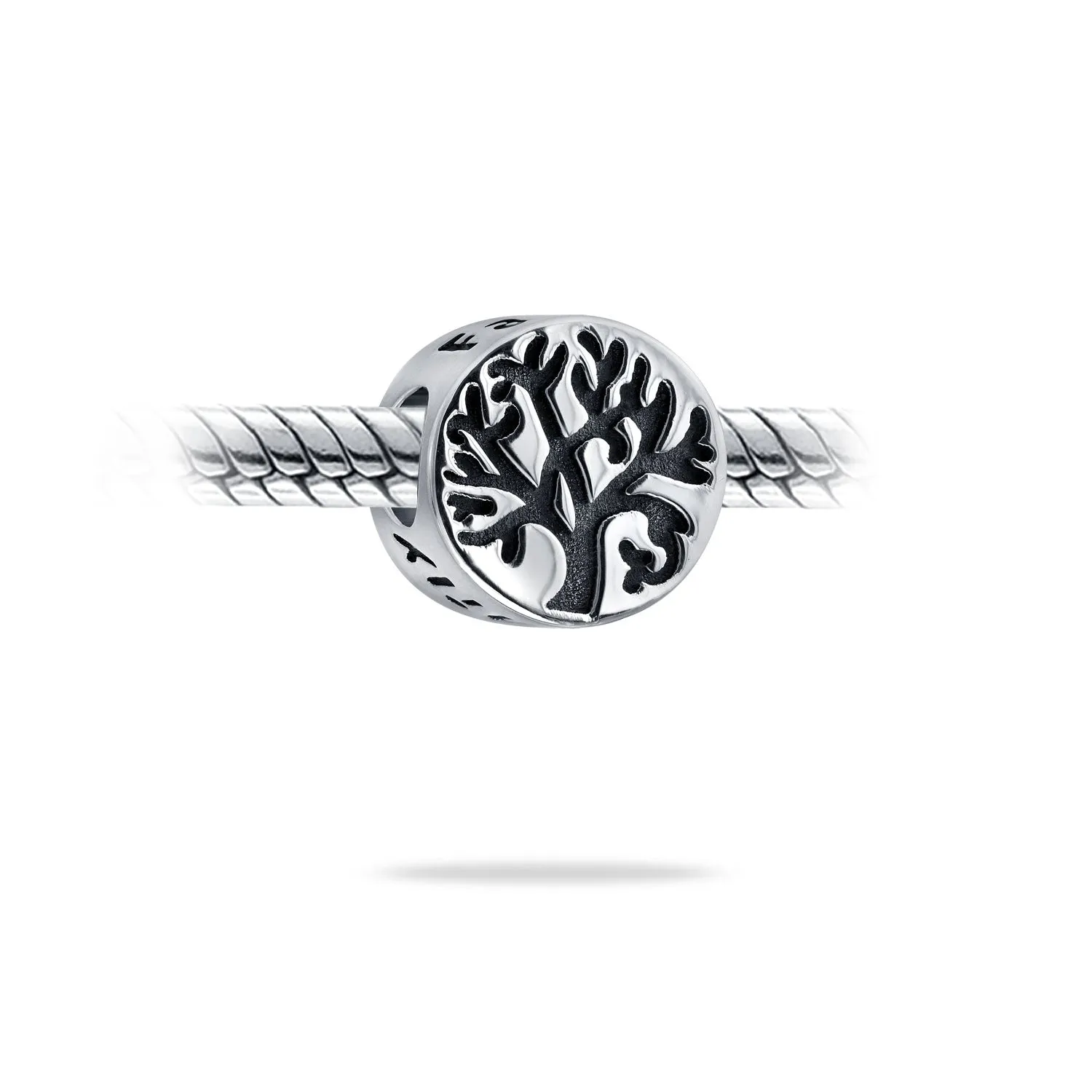 Family Circle Dreamer Wishing Tree Of Life CZ Bead Charm .925 Silver