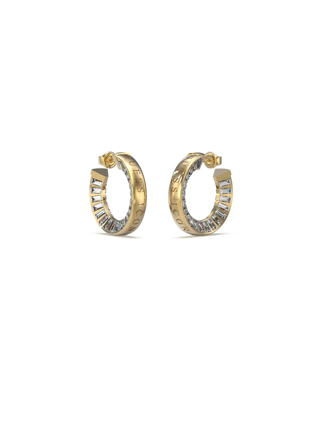 Gold Crystal Baguette Hoop Earrings