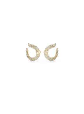 Gold Crystal Illusion Logo Stud Earrings