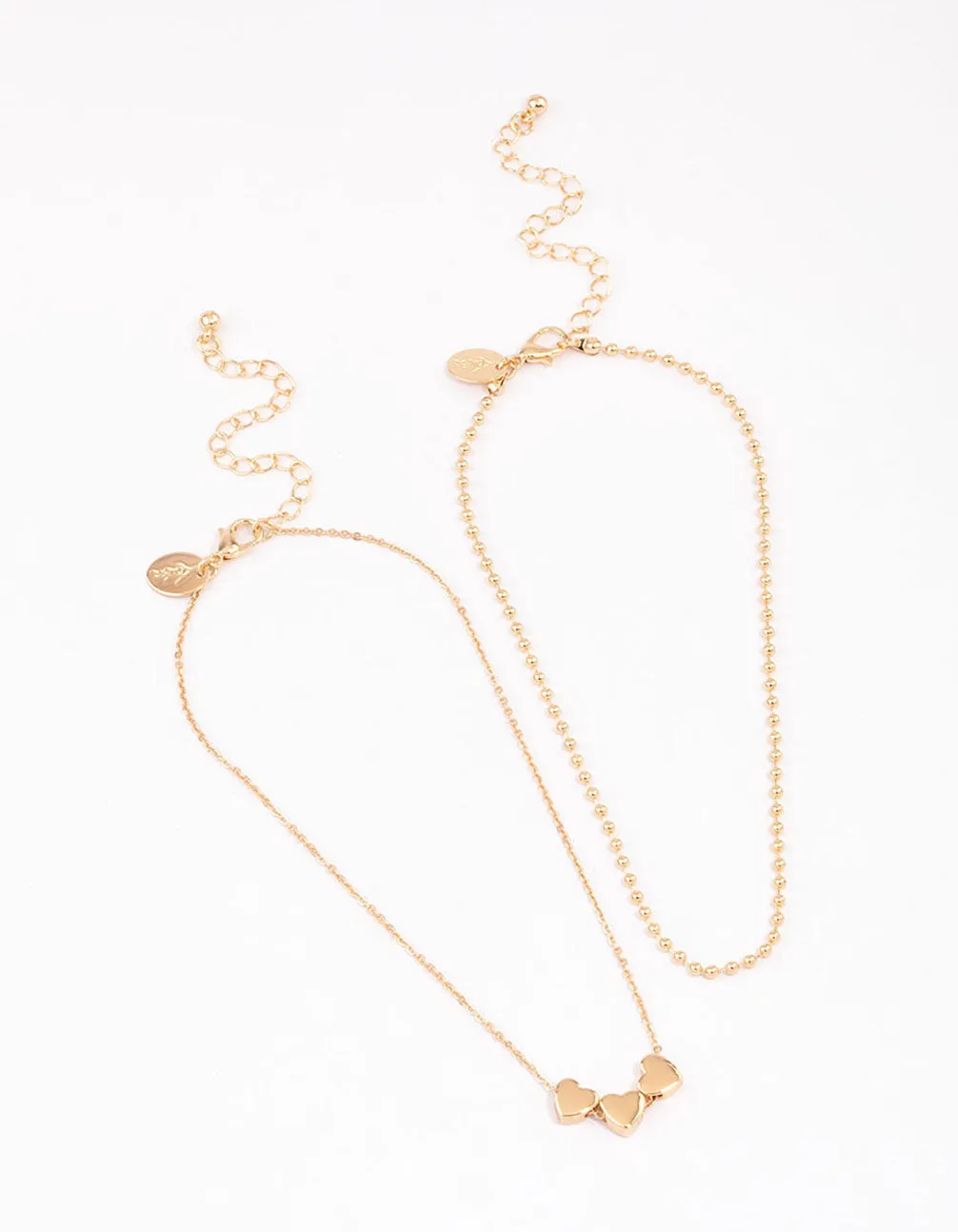 Gold Mixed Chain & Diamante Heart Choker Pack