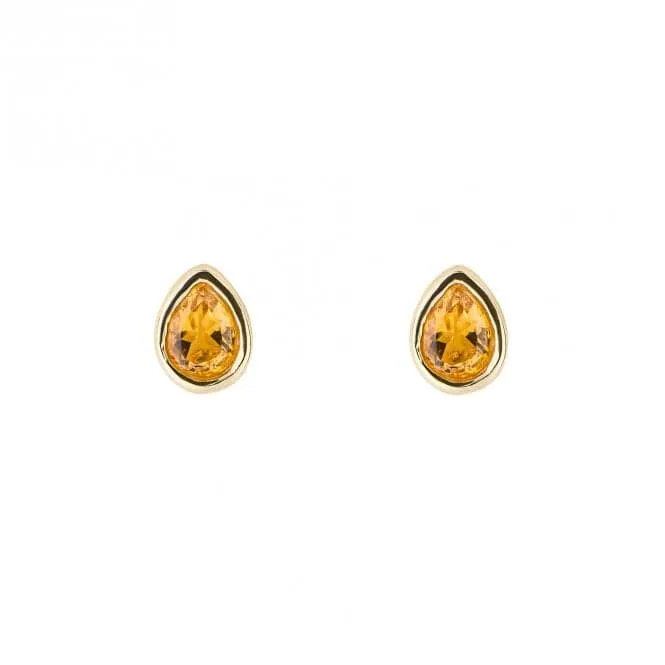 Gold Plated Birthstone November Citrine Earrings E6212