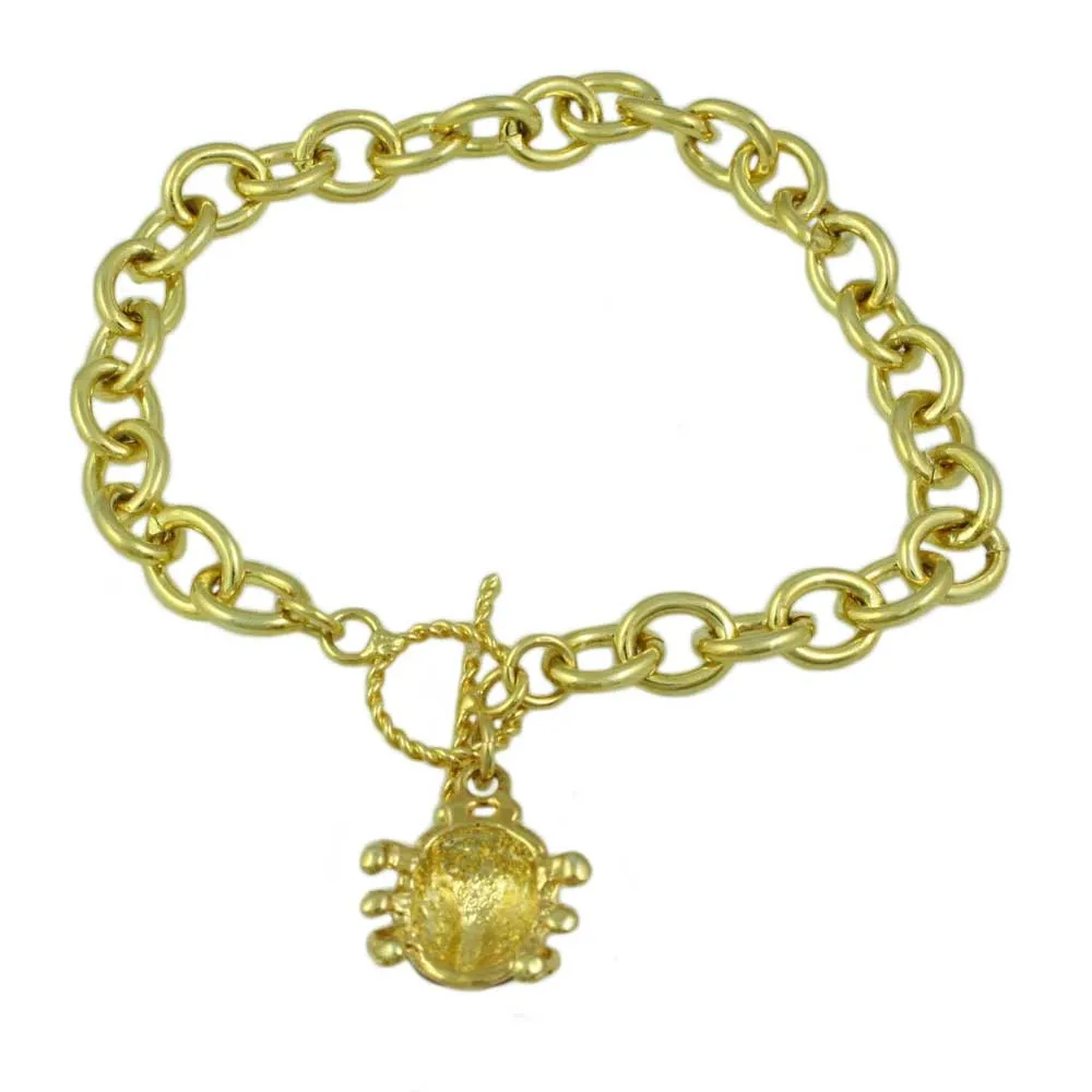 Gold-tone Links with Enamel Ladybug Charm Bracelet - PT327B