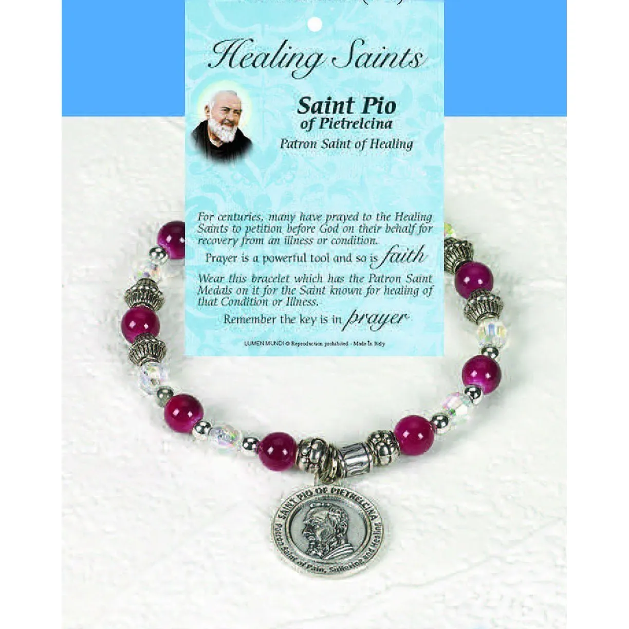 Healing Saint Italian Charm Bracelet - St Pio - Pack of 4