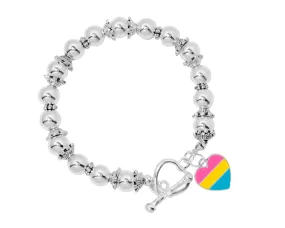 Heart-Shaped Pansexual Flag Charm Beaded Bracelets