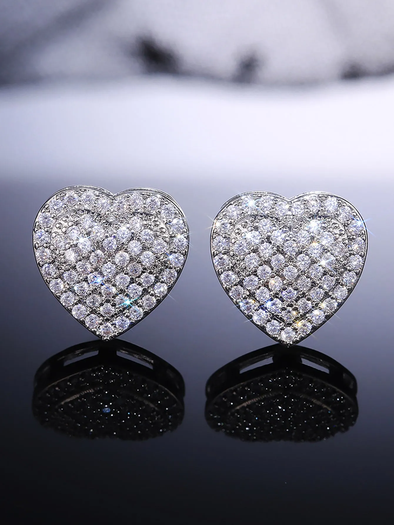 Heart Stud Earrings for Women for Party Banquet Wedding