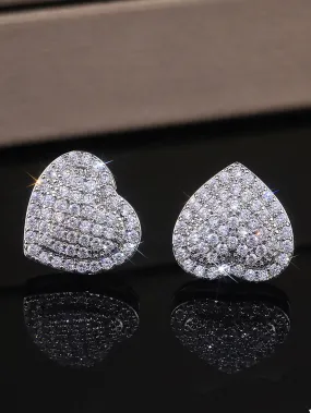 Heart Stud Earrings for Women for Party Banquet Wedding