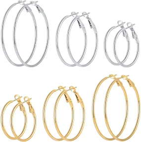 Hoop Earrings for Women Girls, Stainless Steel Hypoallergenic Geometric Hoops Women's Earrings Loop Earrings Set