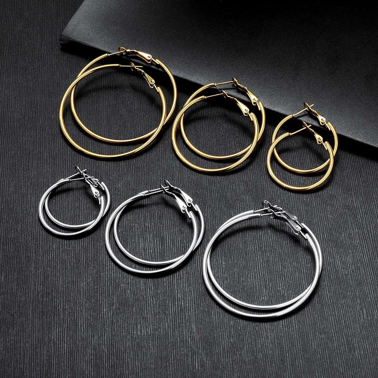 Hoop Earrings for Women Girls, Stainless Steel Hypoallergenic Geometric Hoops Women's Earrings Loop Earrings Set