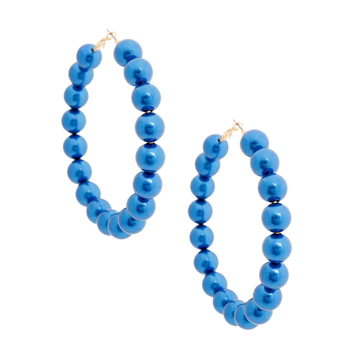 Hoops Blue Pearl Gold Earrings for Women