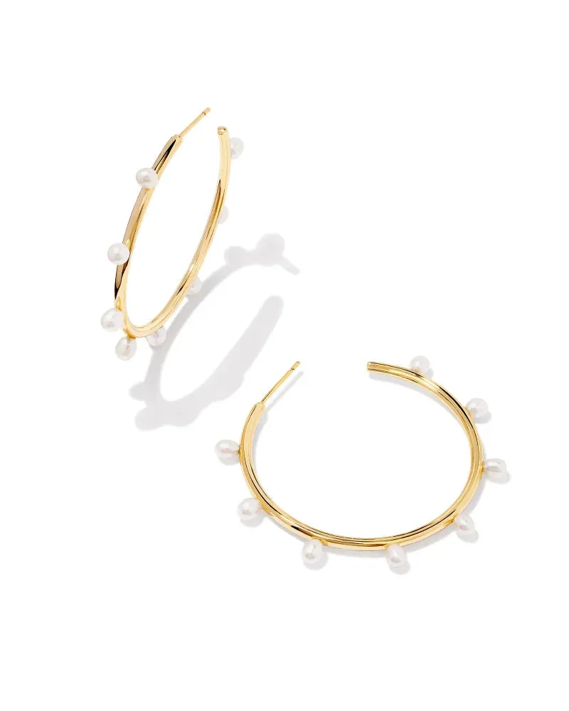 Kendra Scott Leighton Gold and Pearl Hoop