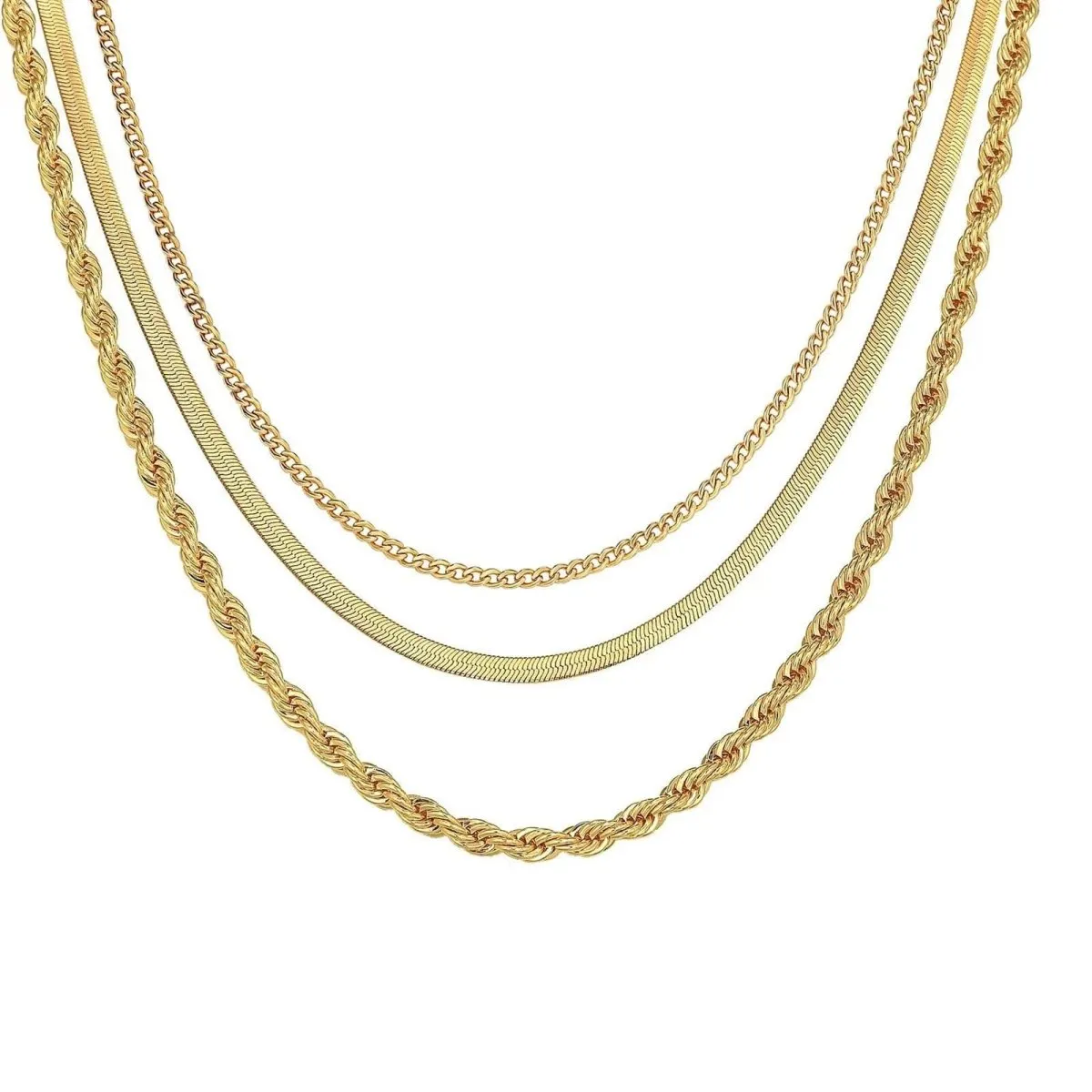 Kyerlyn Dainty Layered Cuba Twist Necklaces