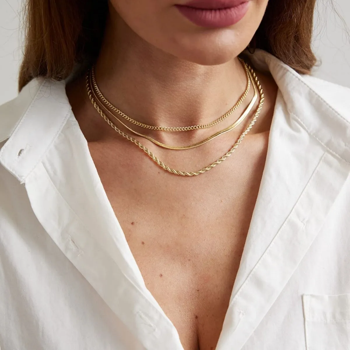 Kyerlyn Dainty Layered Cuba Twist Necklaces