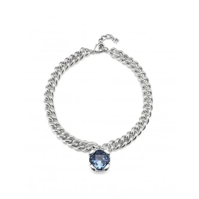 Ladies Silver Blue Faceted Crystal Hoop Bar Sublime Necklace COL1851AZUMTL0U