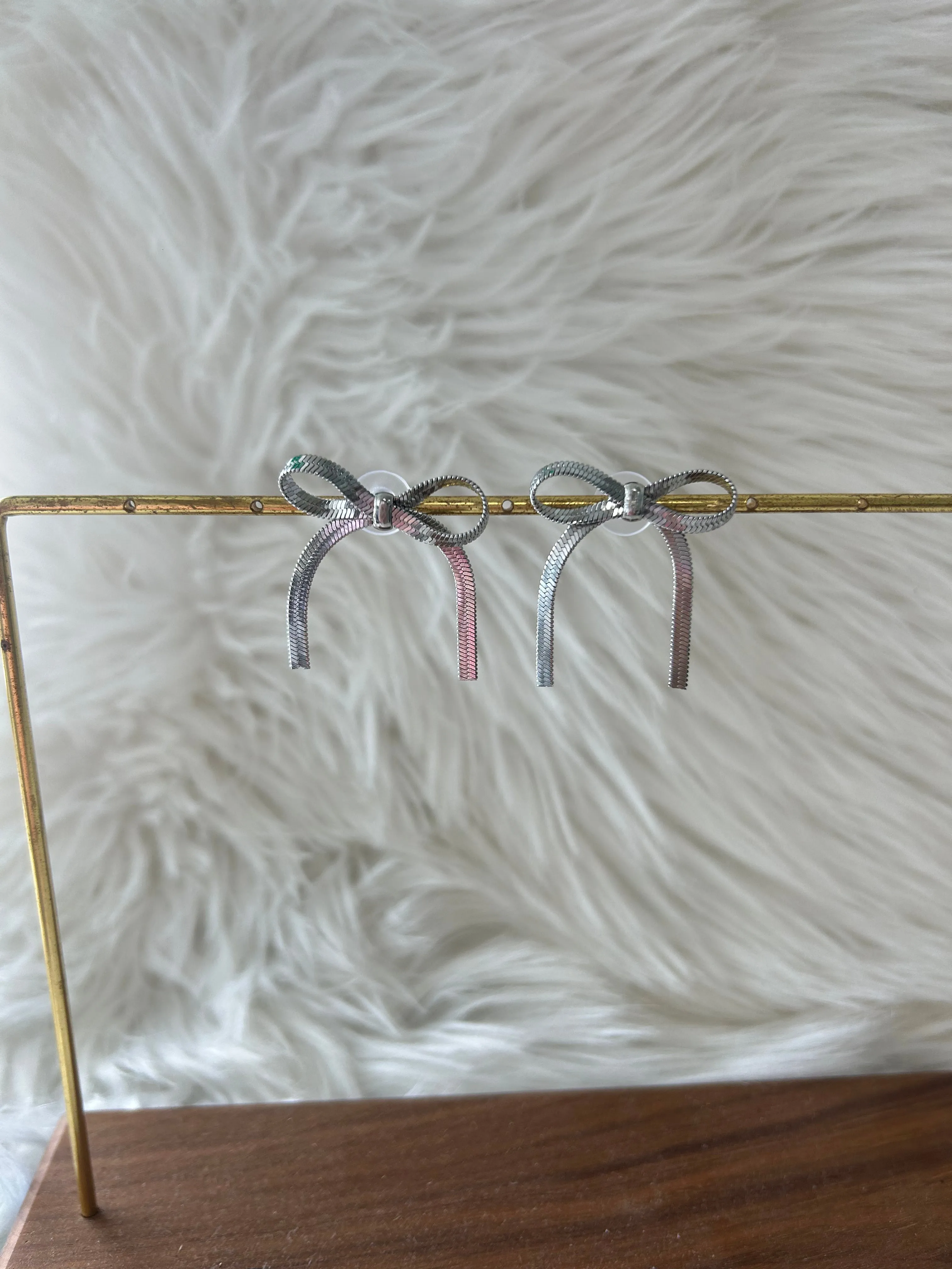 Lauren Kenzie Herringbone Bow Earrings