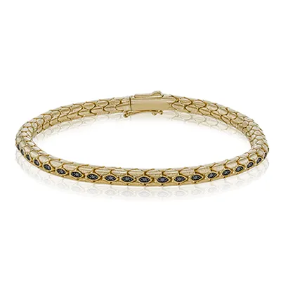 Men's Bracelet In 14k Gold With Black Diamonds