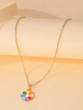 Multicolor Petals Flower Pendant Necklace for Women Girls Accessories Jewelry