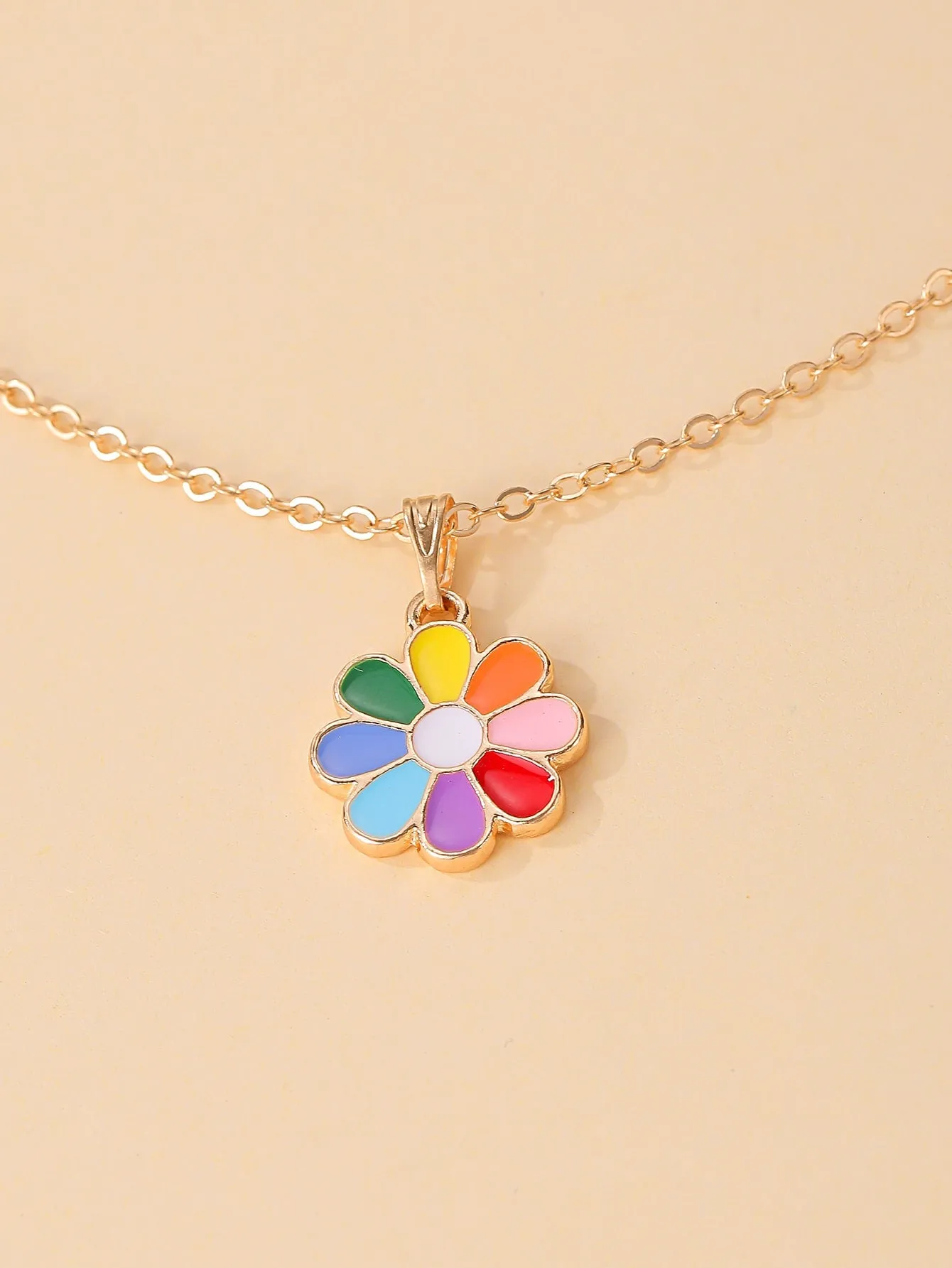 Multicolor Petals Flower Pendant Necklace for Women Girls Accessories Jewelry