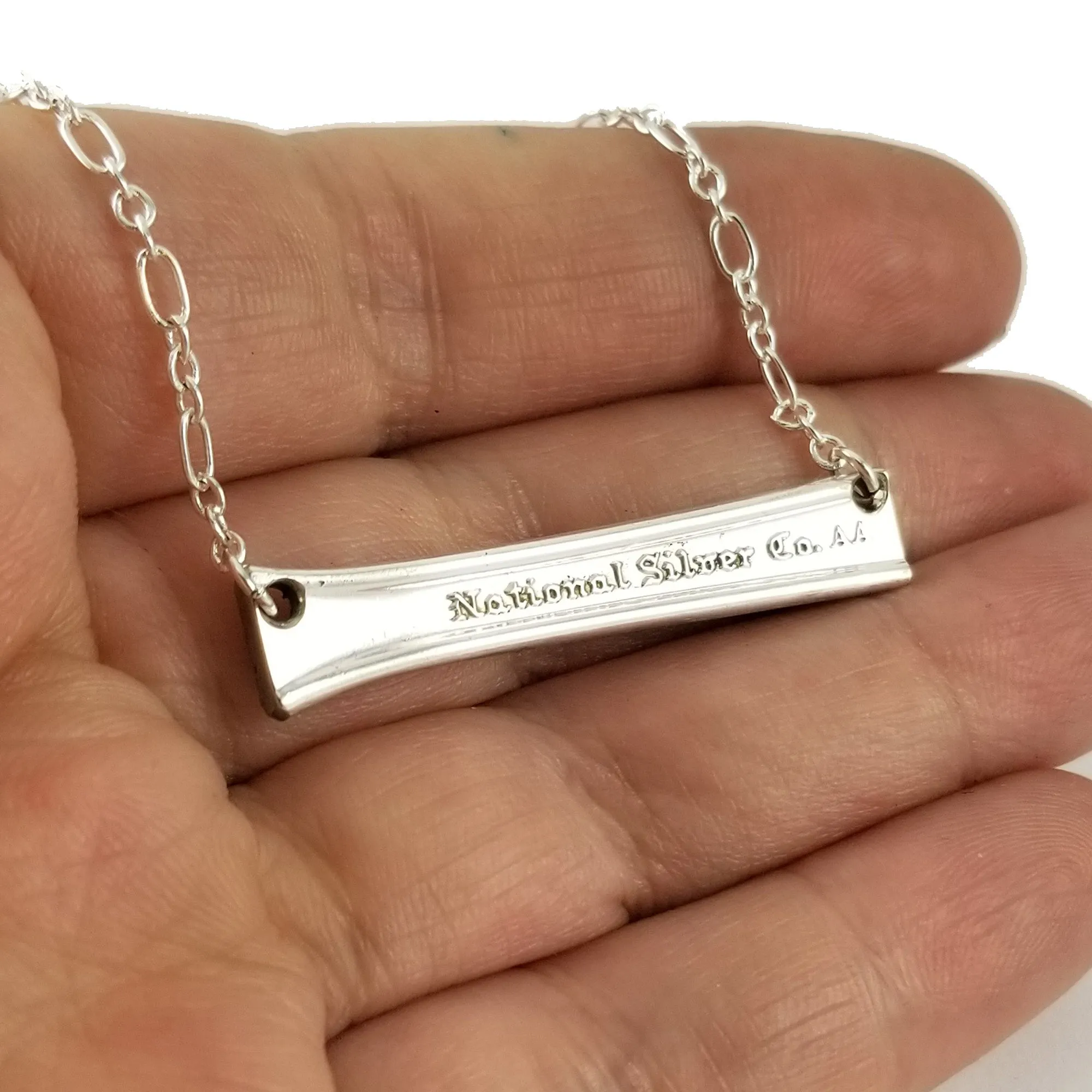 National Silver Narcissus Spoon Bar Necklace