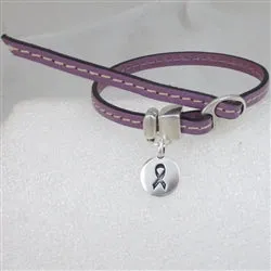 Orchid Awareness Narrow Flat Leather Bracelet Buckle Style