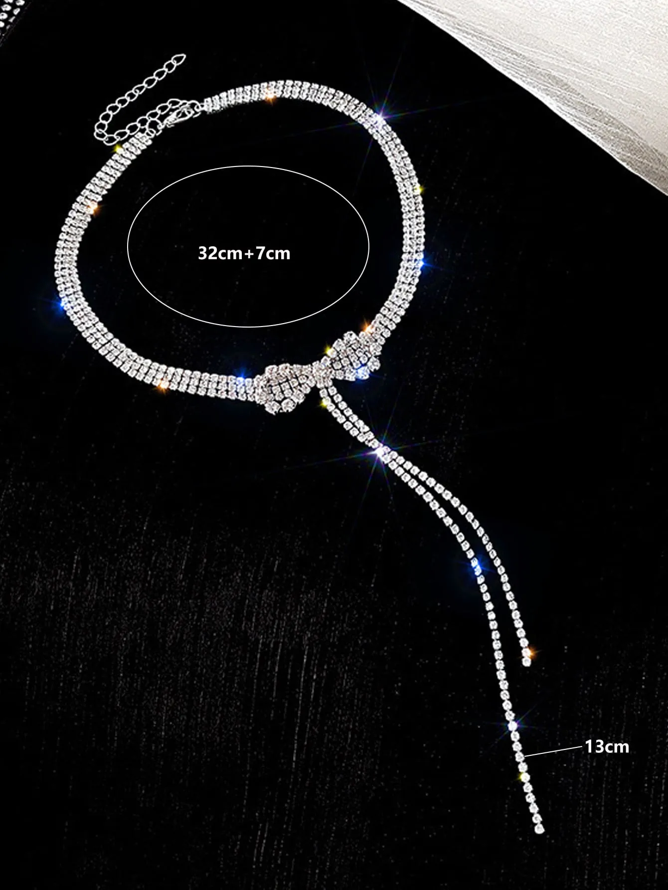 Rhinestone Bow Decor Choker with Tassel for Women Jewelry for Women Necklace