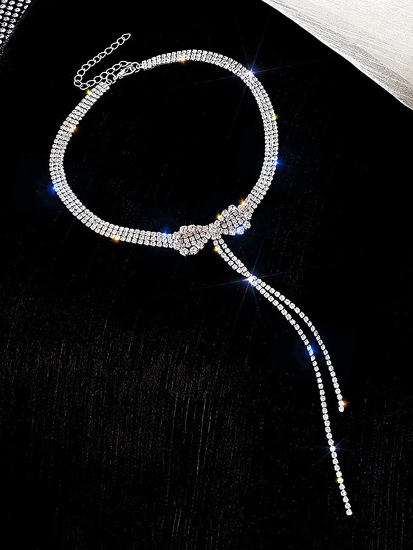 Rhinestone Bow Decor Choker with Tassel for Women Jewelry for Women Necklace