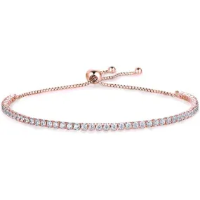 Rose Gold Crystallized Adjustable Dainty Tennis Bracelet